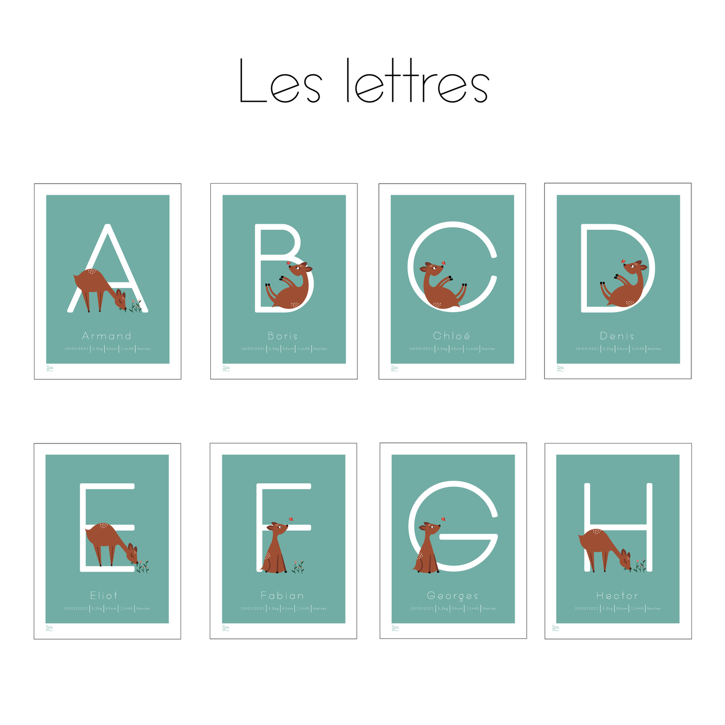 Affiche bébé ABC... - Biche
