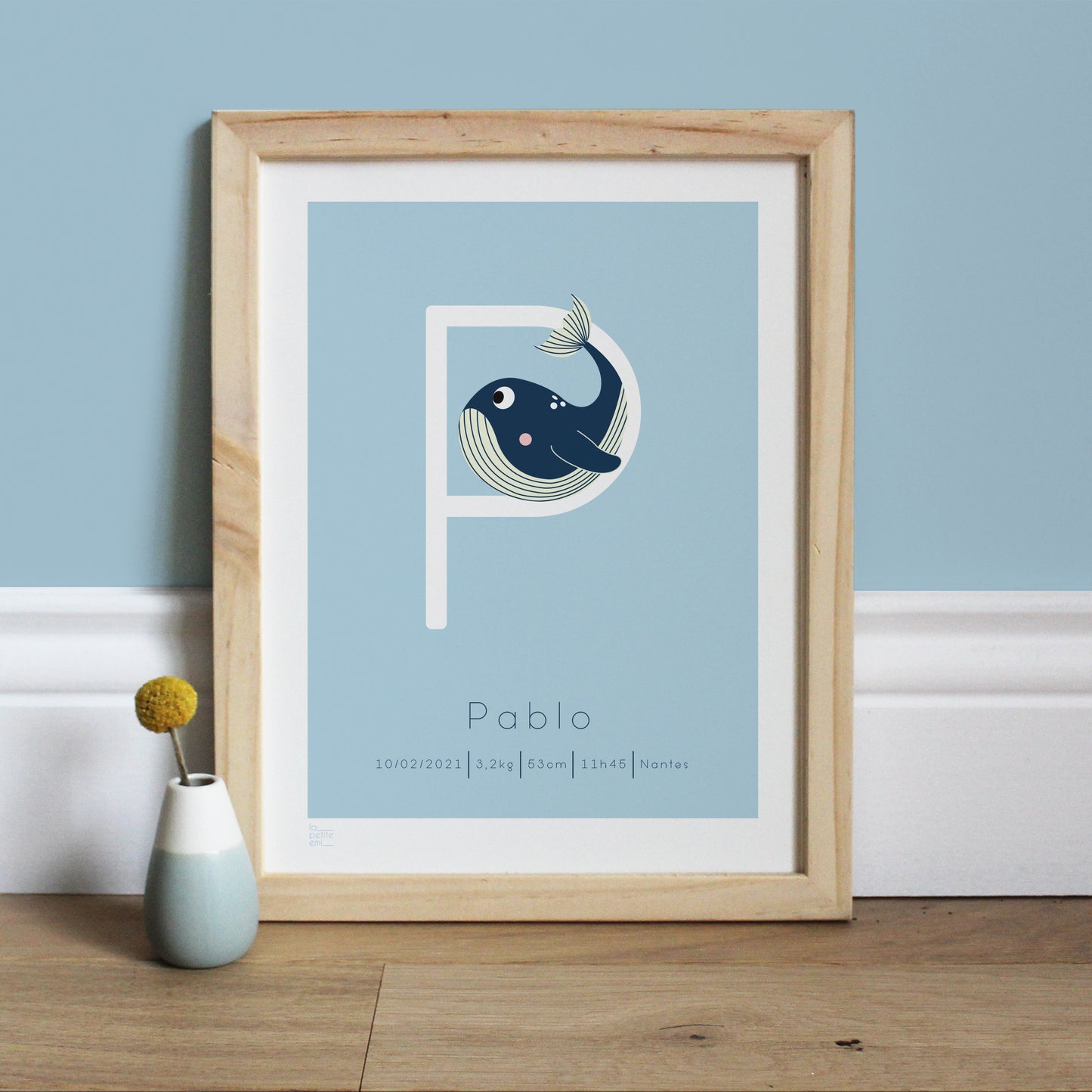 Affiche bébé ABC... - Baleine