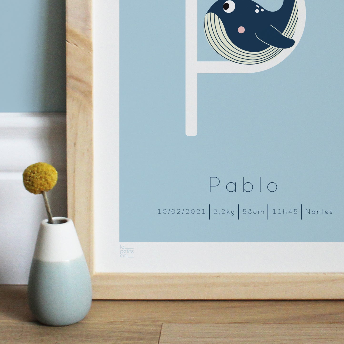 Affiche bébé ABC... - Baleine