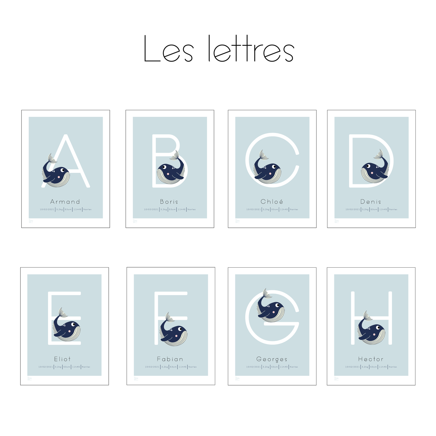 Affiche bébé ABC... - Baleine