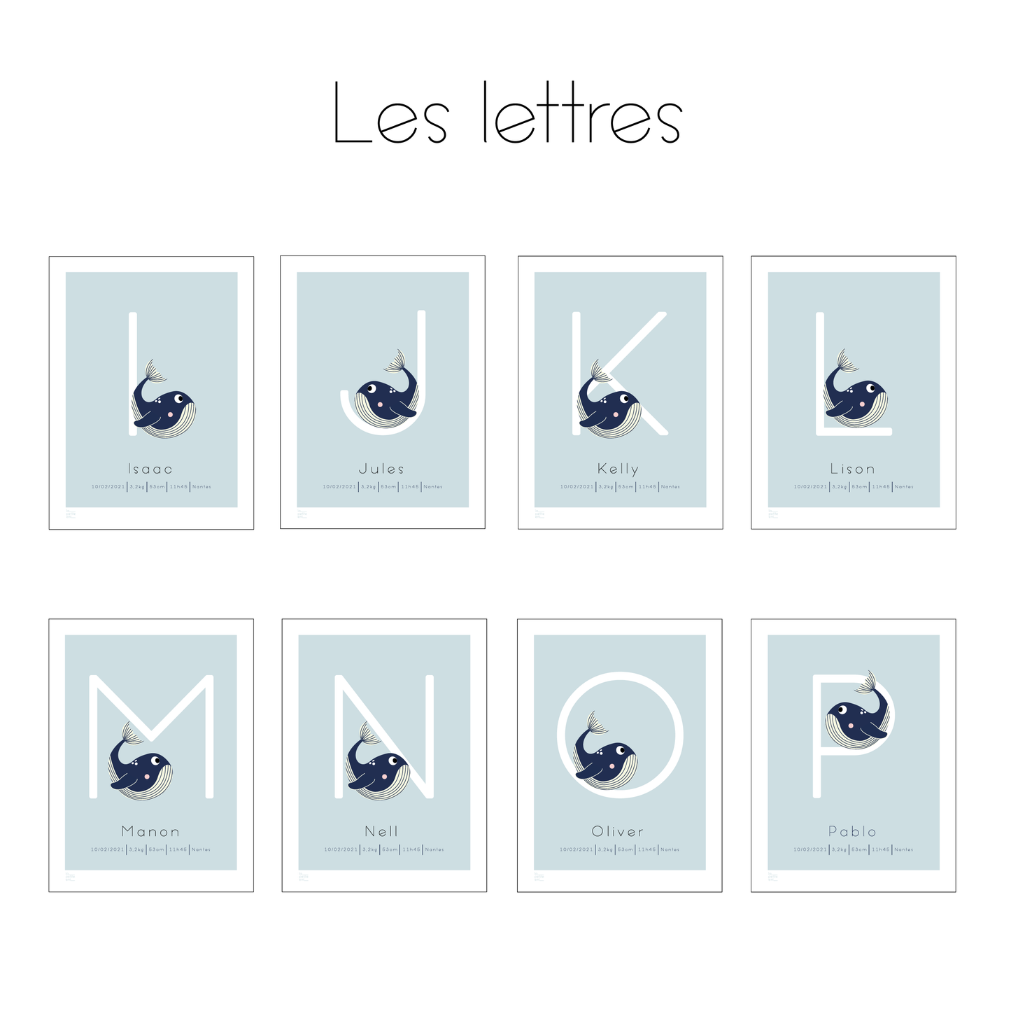 Affiche bébé ABC... - Baleine