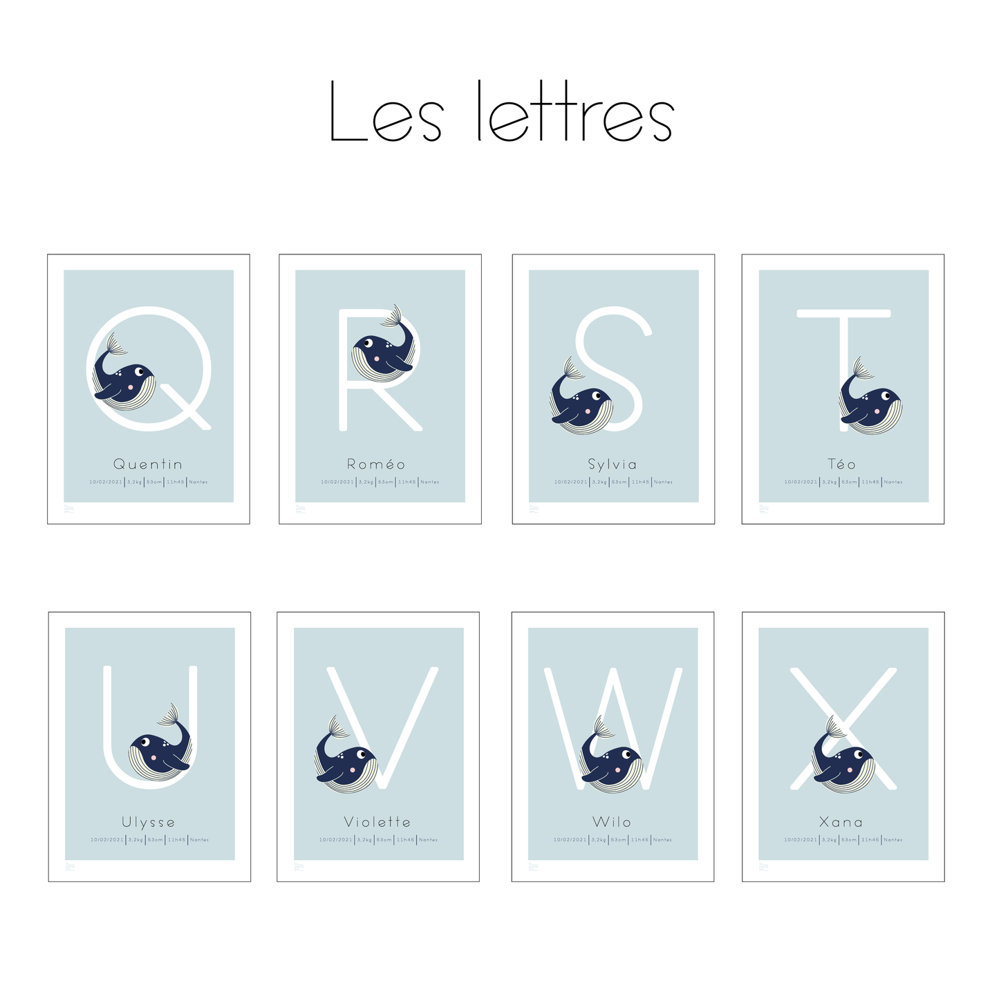 Affiche bébé ABC... - Baleine
