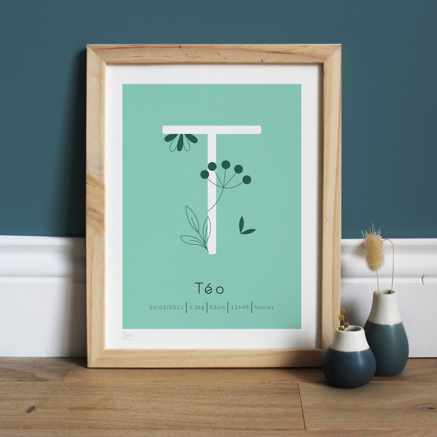 Affiche bébé ABC... - Fleurs