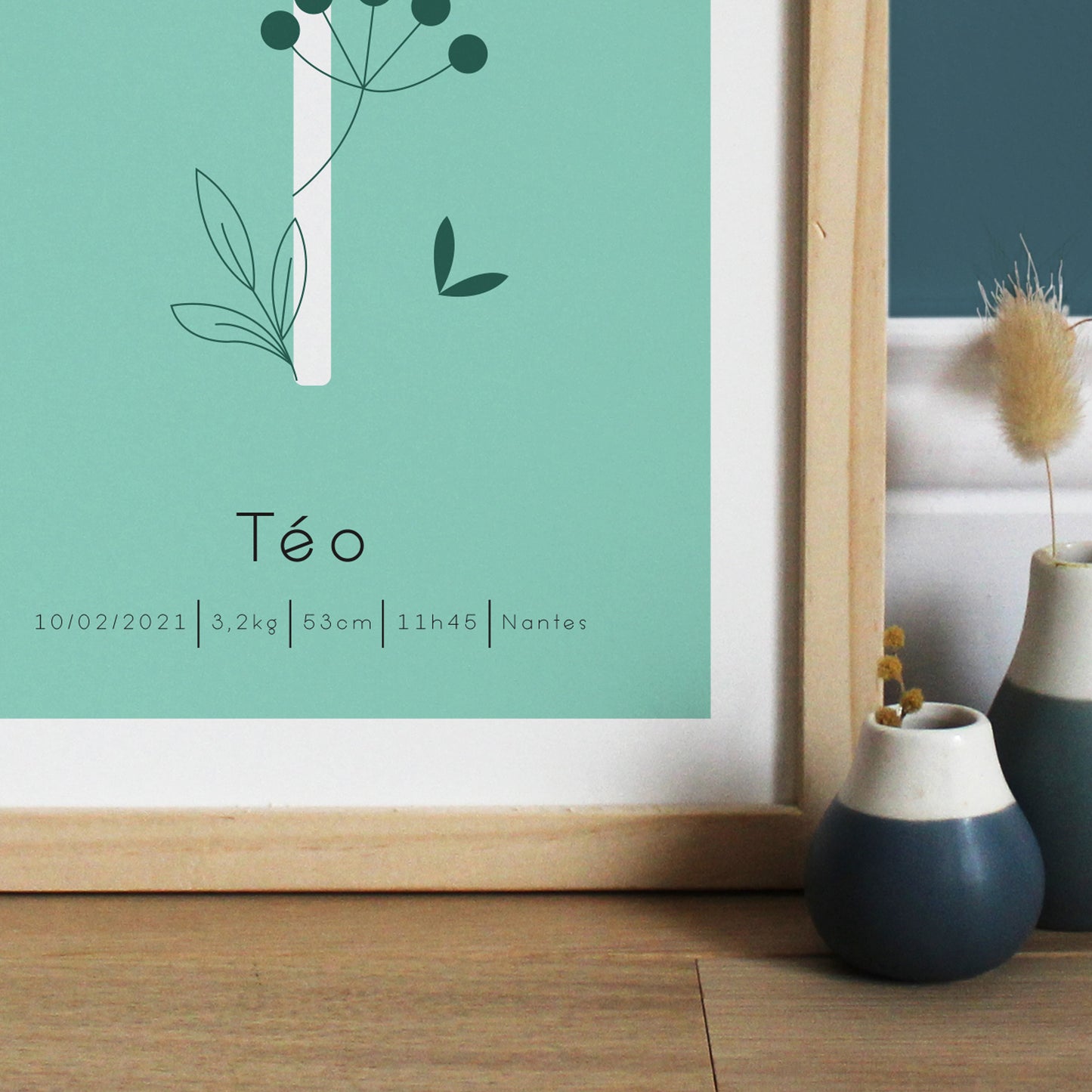 Affiche bébé ABC... - Fleurs