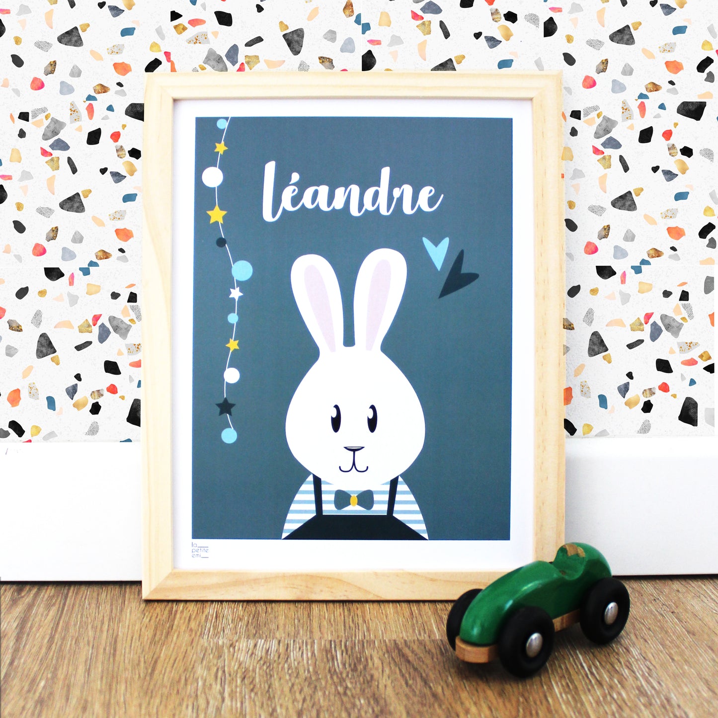 Affiche bébé animal - Lapin Garçon
