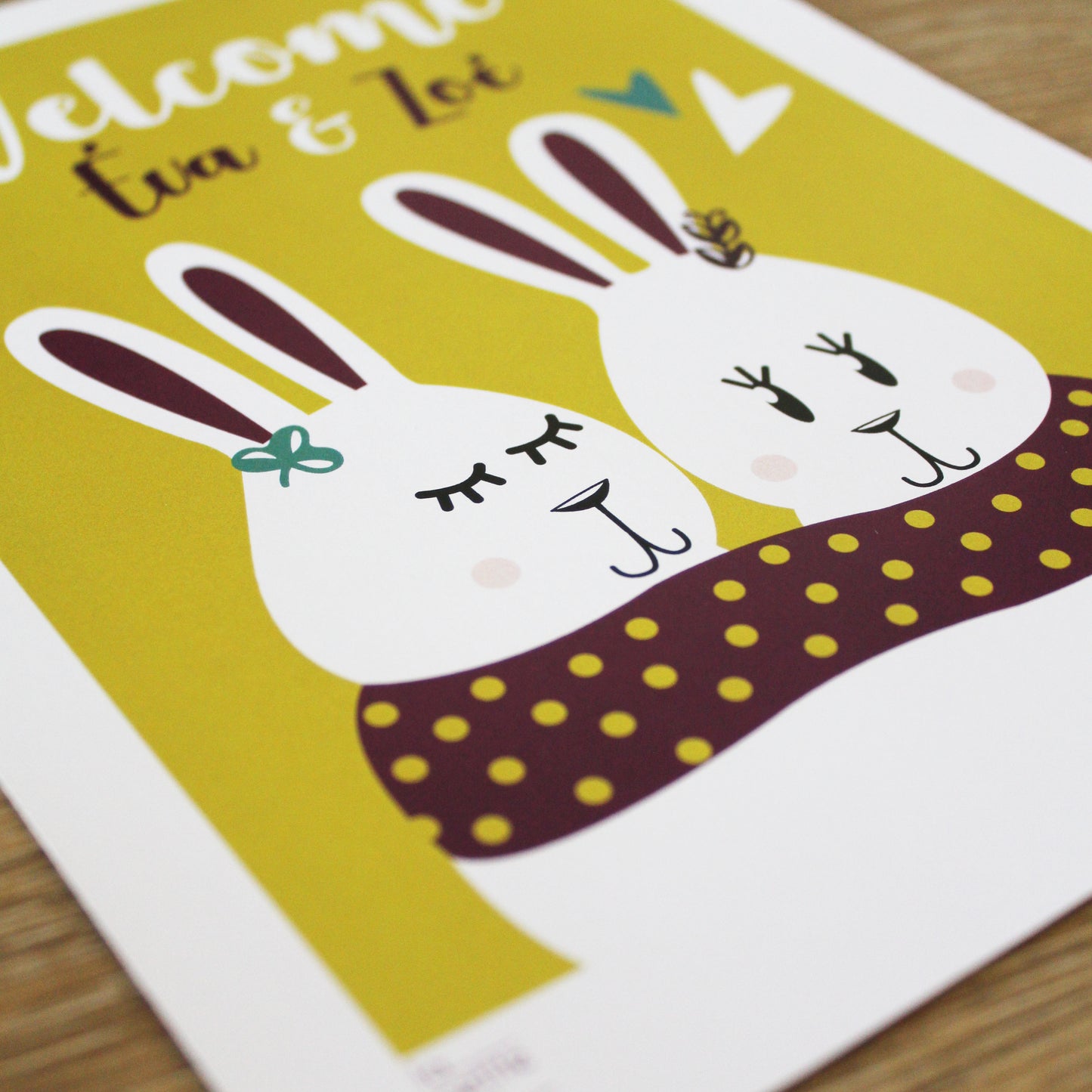 Affiche bébé animal - Lapin jumelles