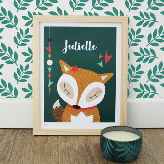 Affiche bébé animal - Renard Fille