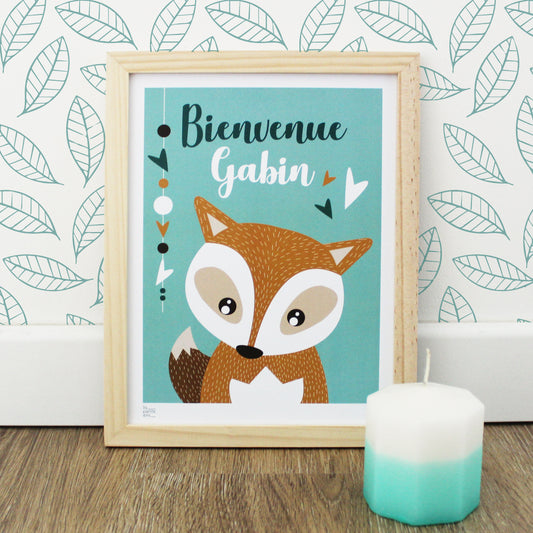 Affiche bébé animal - Renard Garçon